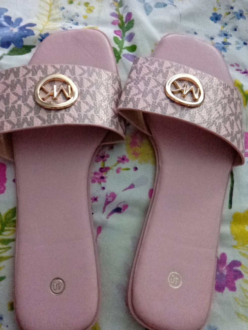Michael Kors Blush Pink Logo Slide Sandals